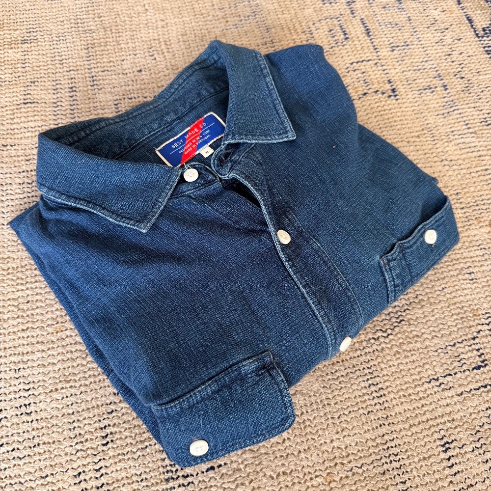 Best Made Blue Indigo Dyed Linen Shirt Sz XL